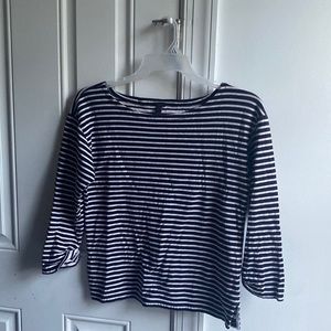 J Crew Medium Long Sleeve Tee Navy Striped